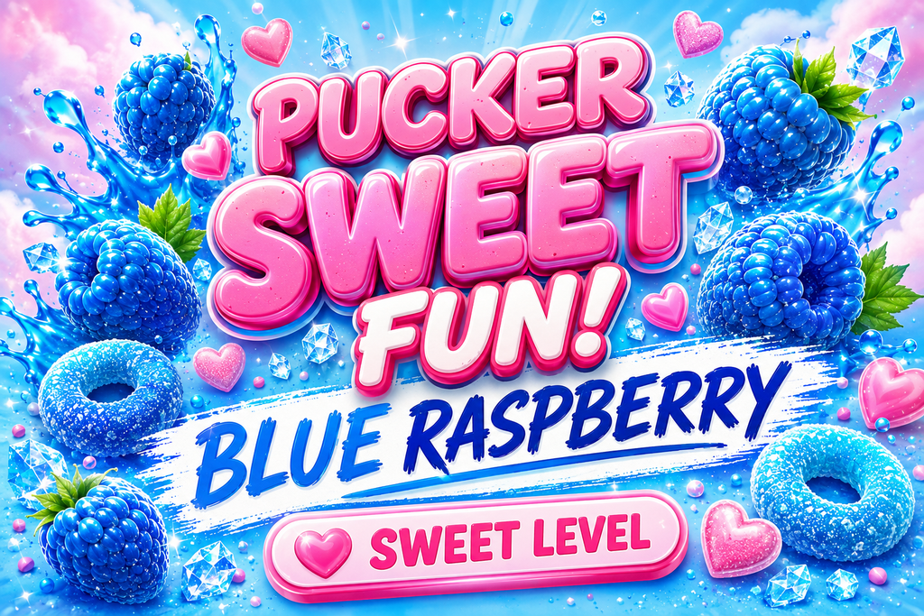 Blue Raspberry Pucker Sweet – Sweet, Fruity & Just a Little Pucker!