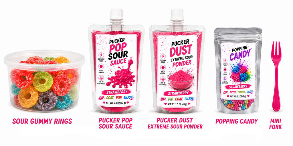 Strawberry Extreme Sour Candy Kit